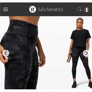 Lululemon Fast and Free Tight II 25" Sz 4 Heritage 365 Camo Deep Coal Multi